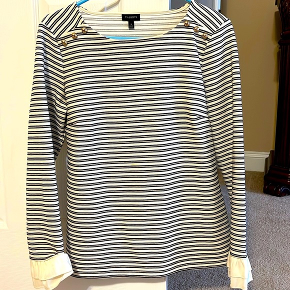 Talbots black, cream, gold stripes size small - Picture 1 of 4